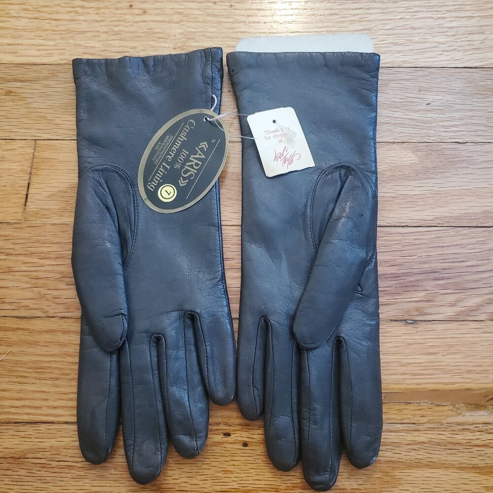 ARIS Brown Leather Women's Gloves Size 7 - Cashmere lining